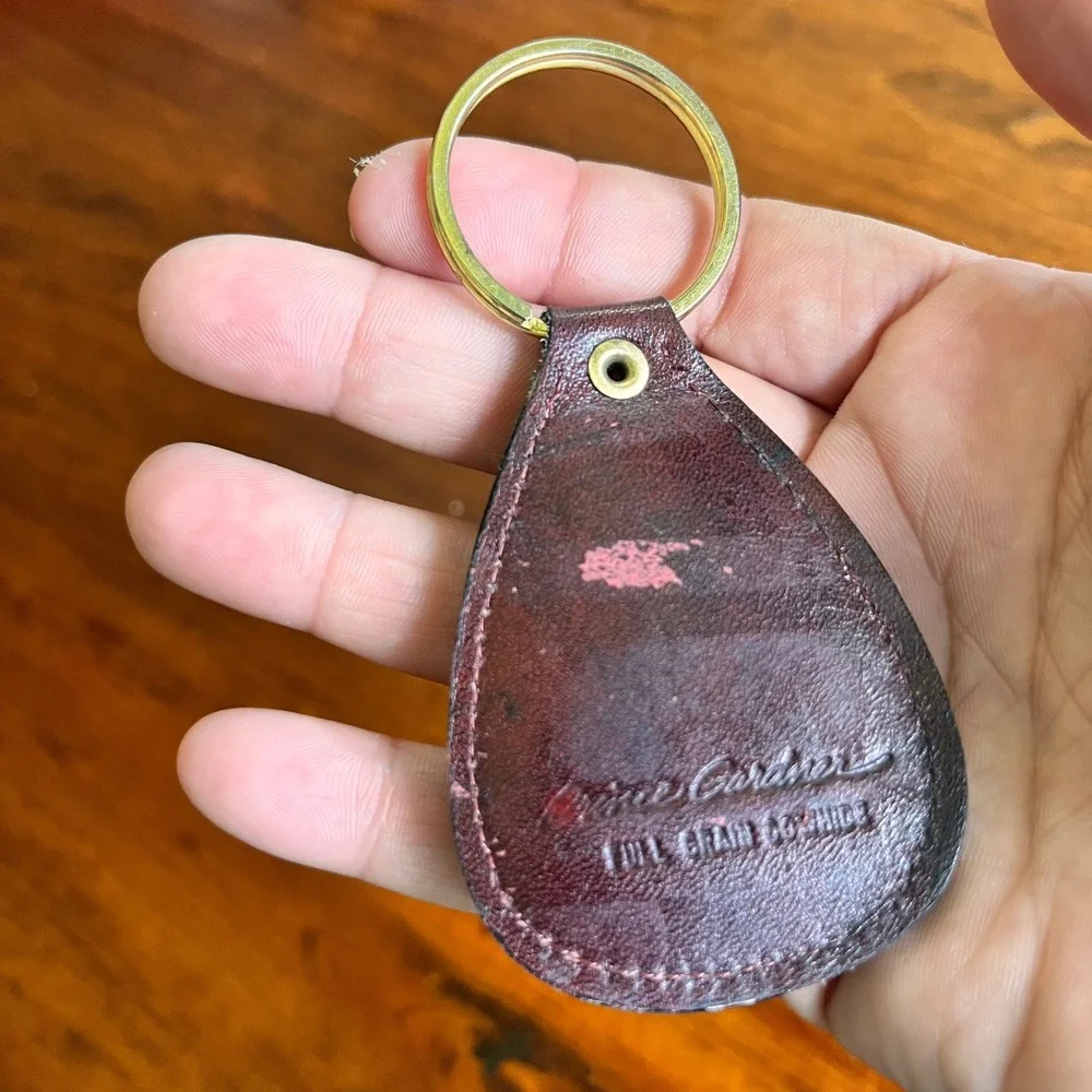 Vintage Prince Gardner Burgundy Leather Initial H Keychain Full Grain‎ Cowhide